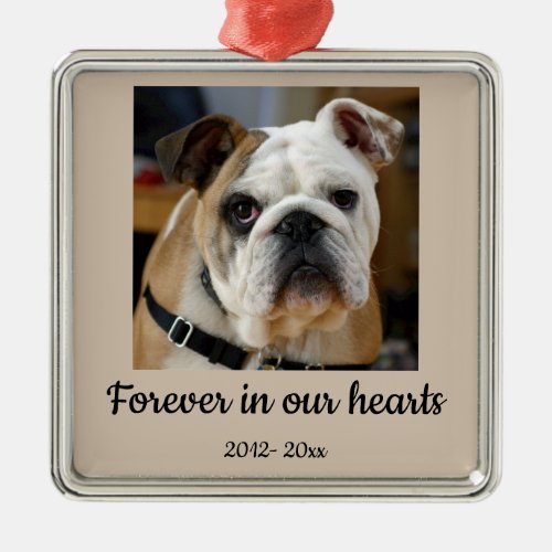 Dated Custom Photo  Bulldog Dog In Memory Metal Ornament