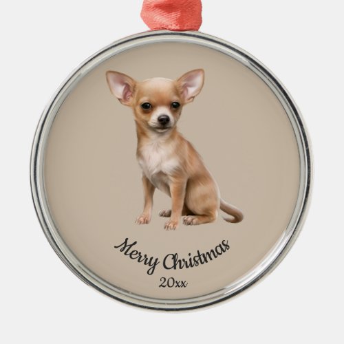 Dated Custom Photo Christmas Chihuahua  Dog pet  Metal Ornament
