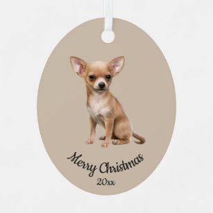 Dated Custom Photo Christmas Chihuahua  Dog pet Metal Ornament