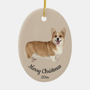Dated Custom Photo Christmas Corgi Dog Pet Ceramic Ornament