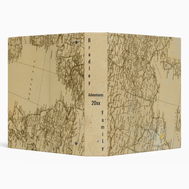 Dated Family Adventure Vintage Map 3 Ring Binder (Background)