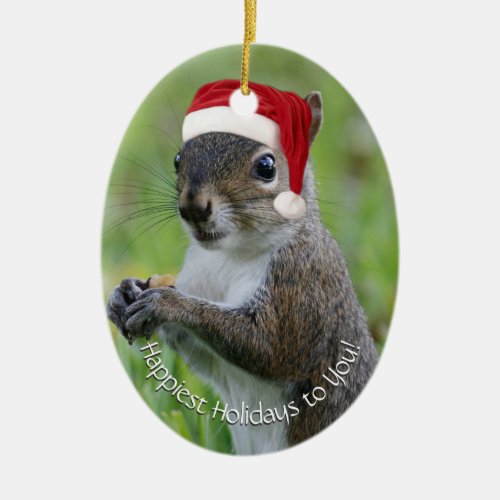 Dated Florida Santa Squirrel Happiest Holidays Ceramic Ornament