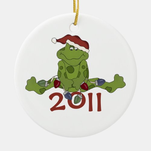 Dated  Frog Christmas Ornament