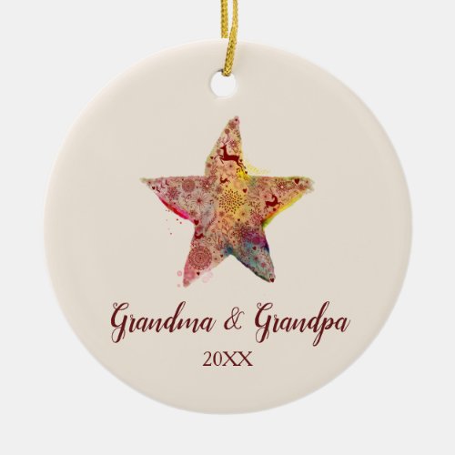 Dated Grandma  Grandpa Personalized Dated Family Ceramic Ornament