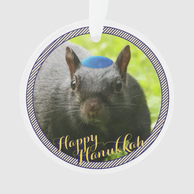 Dated • Happy Hanukkah • Funny Jewish Squirrel Ornament Zazzle