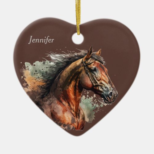 Dated  Name Christmas Horse  Ceramic Ornament