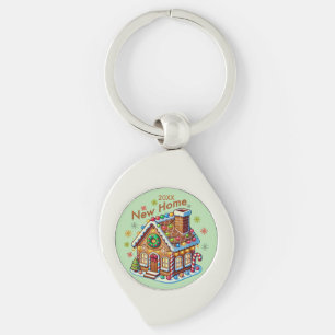 Dated New Home Gingerbread House Keychain