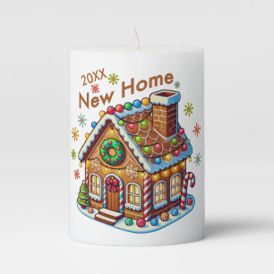 Dated New Home Gingerbread House Pillar Candle
