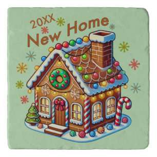 Dated New Home Gingerbread House Trivet