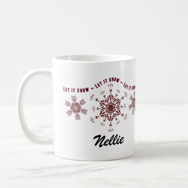 Dated Personalized Snowflake Holiday Mugs (Left)