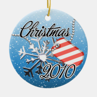 Dated Snow Covered Military Christmas Ornament