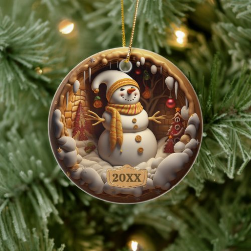 Dated Snowman Christmas Ornament