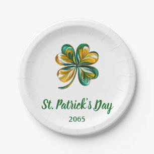 Dated St. Patrick's Day Shamrock Paper Plates