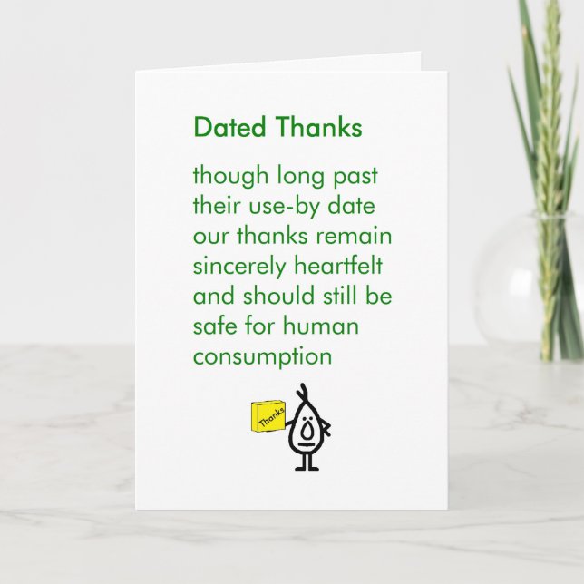 Dated Thanks - a funny thank you poem (Front)