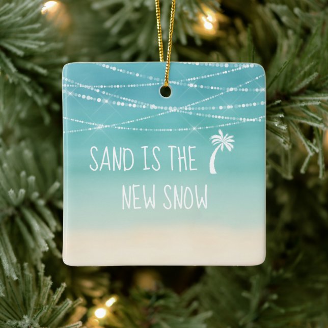 Dated Tropical Beach First Christmas in Florida Ceramic Ornament (Tree)