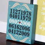 Dated Wall Art - 2 Children - Wrapped Canvas<br><div class="desc">------------ Display the special dates in your family with this unique wall art design featuring a fully customize-able personalized numeric design including: Spouse #1 Birth Date - Spouse #2 Birth Date - Wedding Date - Child #1 Birth Date - Child #2 Birth Date - A fantastic conversation piece and symbolic...</div>