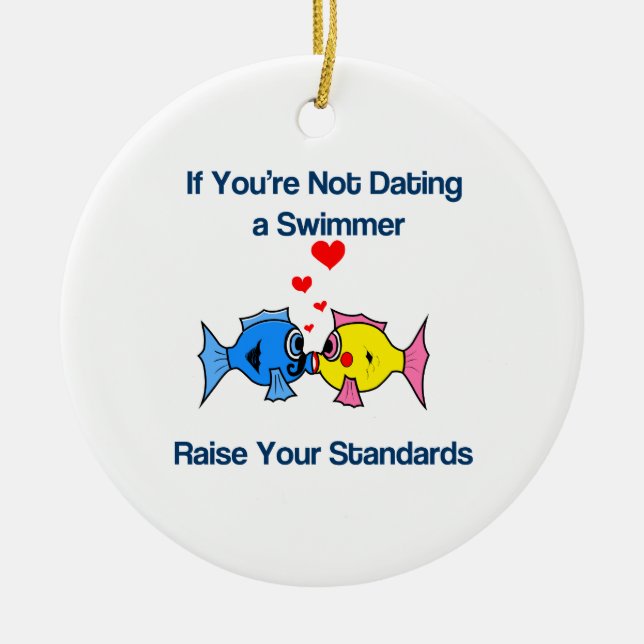 Dating a Swimmer Ceramic Ornament (Front)