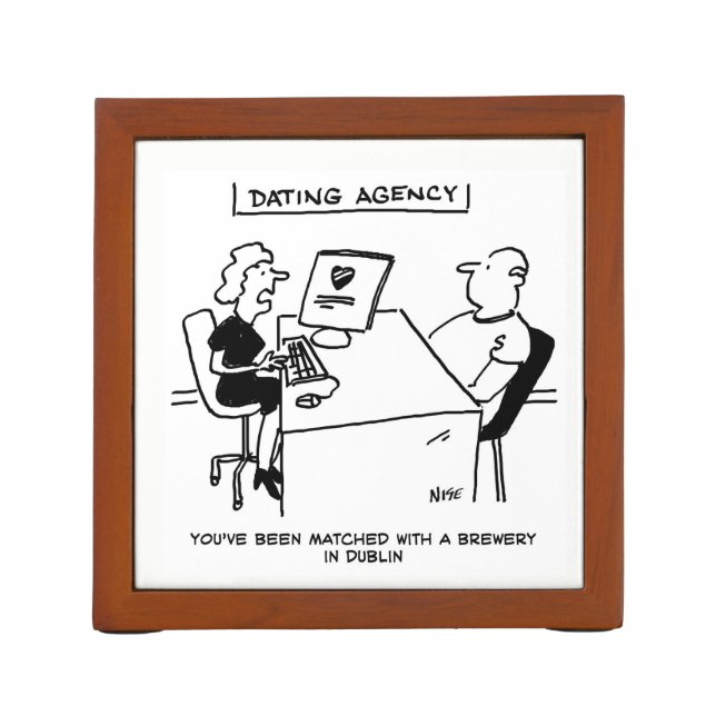 Dating Agency Matches Drinker with Brewery Desk Organizer (Back)