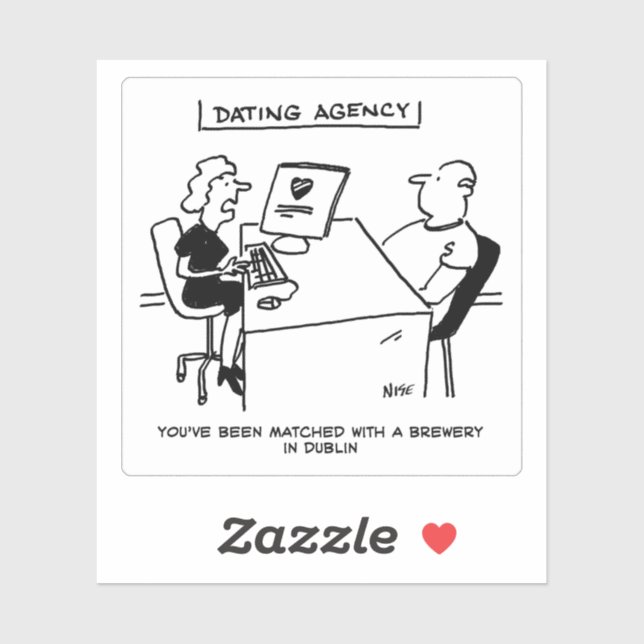 Dating Agency Matches Man with Brewery. Funny Sticker (Sheet)