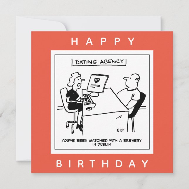 Dating Agency Matches with a Brewery Funny Cartoon Card (Front)