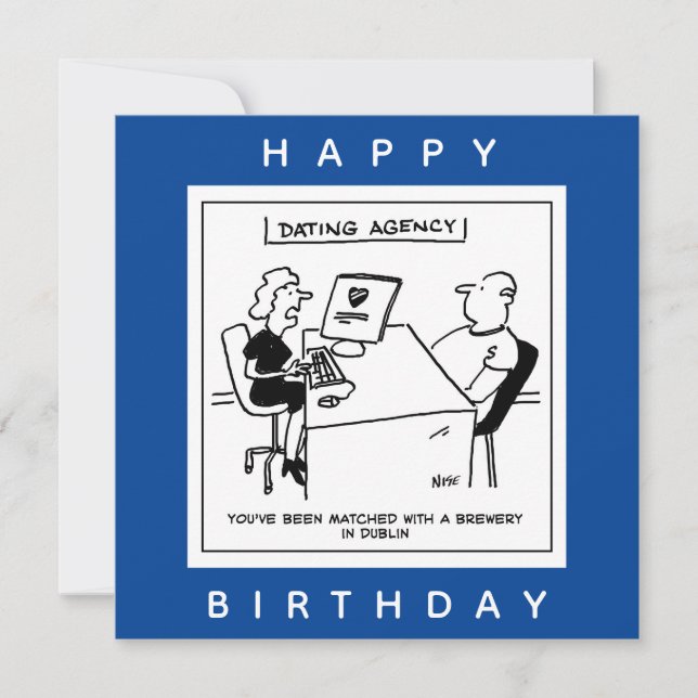 Dating Agency Matches with a Brewery Funny Cartoon Card (Front)