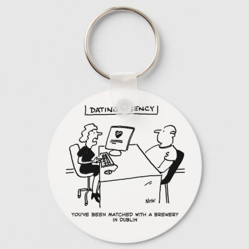 Dating Agency Matches with a Brewery Funny Cartoon Keychain