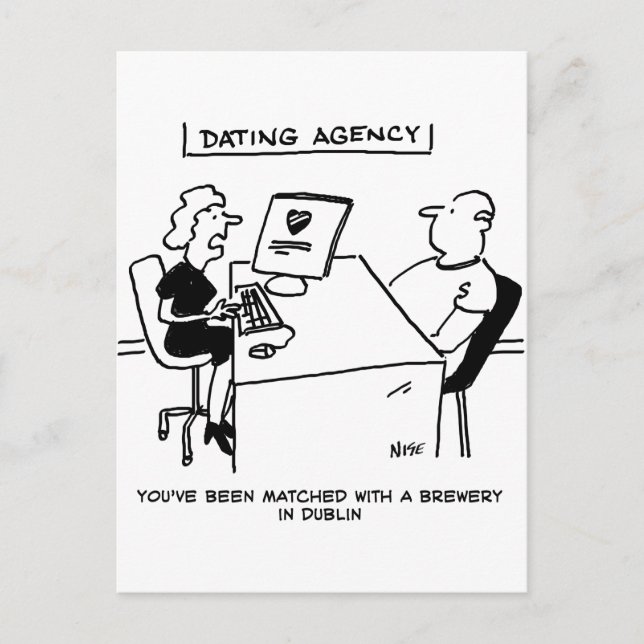 Dating Agency Matches with a Brewery Postcard (Front)