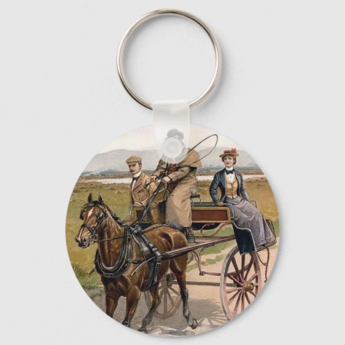 Dating Couple in Jaunting Cart Keychain