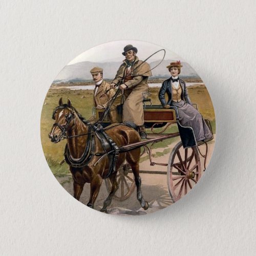 Dating Couple in Jaunting Cart Pinback Button