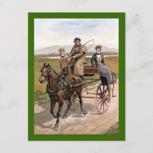 Dating Couple in Jaunting Cart Postcard