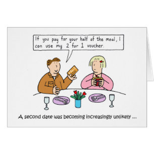 Dating Humor Cartoon Meal for Two Voucher Cards