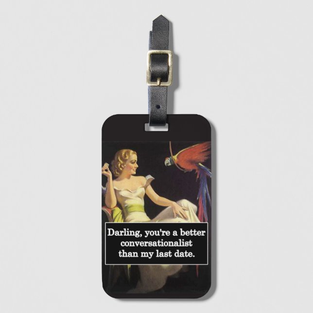 Dating is Difficult Vintage Funny Graphic Luggage Tag (Front Vertical)