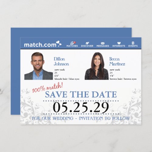Dating Profile Save the Date Invitation