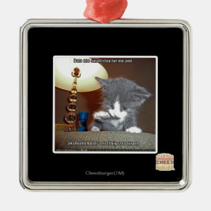 Dats one small step fur me metal ornament