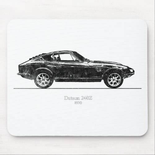 Datsun 240Z 1970 Black and White Mouse Pad