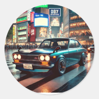 Datsun 510 nissan shibuya tokyo car japan japanese classic round sticker