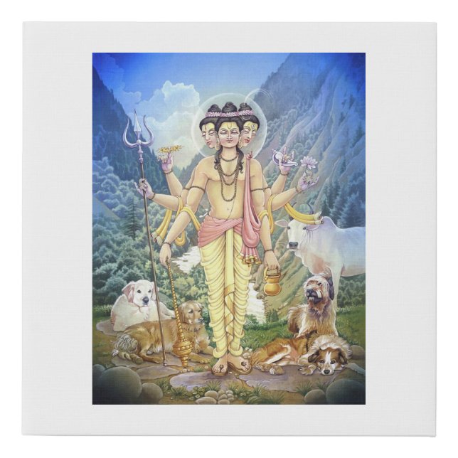 Dattatreya -  Incarnation of the Holy Trinity Faux Canvas Print (Front)