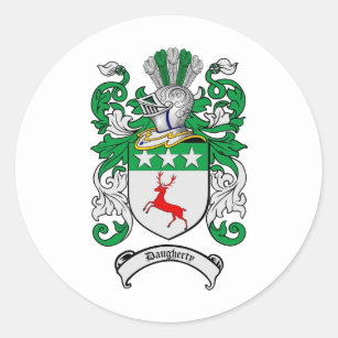 DAUGHERTY FAMILY CREST -  DAUGHERTY COAT OF ARMS CLASSIC ROUND STICKER
