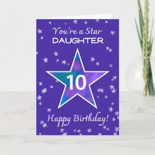 Daughter 10th Birthday Shining Star Vibrant Purple Card