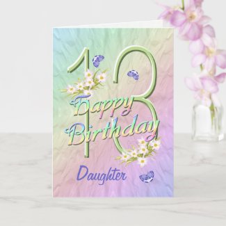 Daughter 13th Birthday Butterfly Garden Card