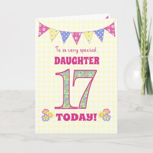 Daughter 17th Birthday Primrose and Bunting Card