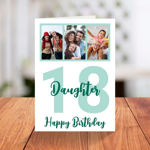 Daughter 18th Birthday Modern Script Photo Collage Card