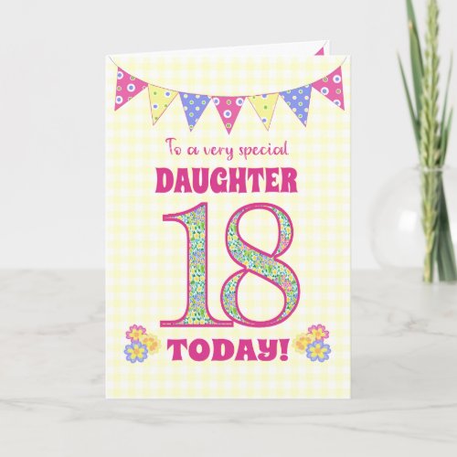 Daughter 18th Birthday Primroses and Bunting Card