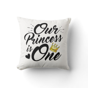 Daughter 1st Birthday Moms Dads Princess Throw Pillow