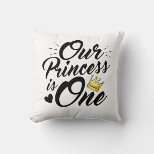 Daughter 1st Birthday Moms Dads Princess Throw Pillow
