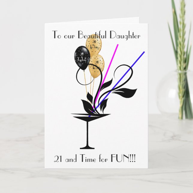 DAUGHTER 21ST BIRTHDAY GREETING CARD (Front)