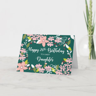 Daughter 26th Birthday Green Flowers Card