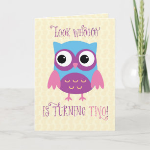 Daughter 2nd Birthday Owl Pink and Purple Card