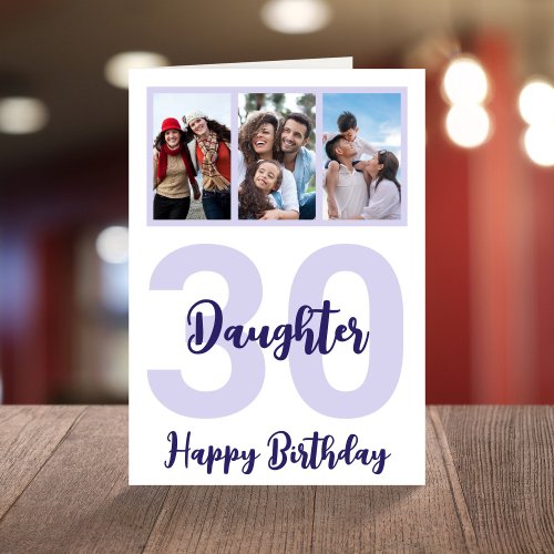 Daughter 30th Birthday Modern Script Photo Collage Card