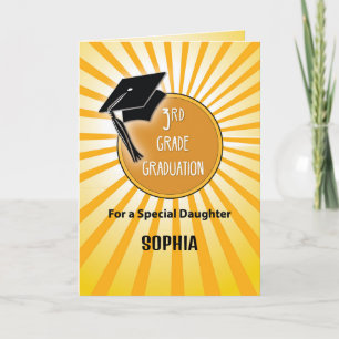 Daughter 3rd Grade Graduation Hat on Sun Card